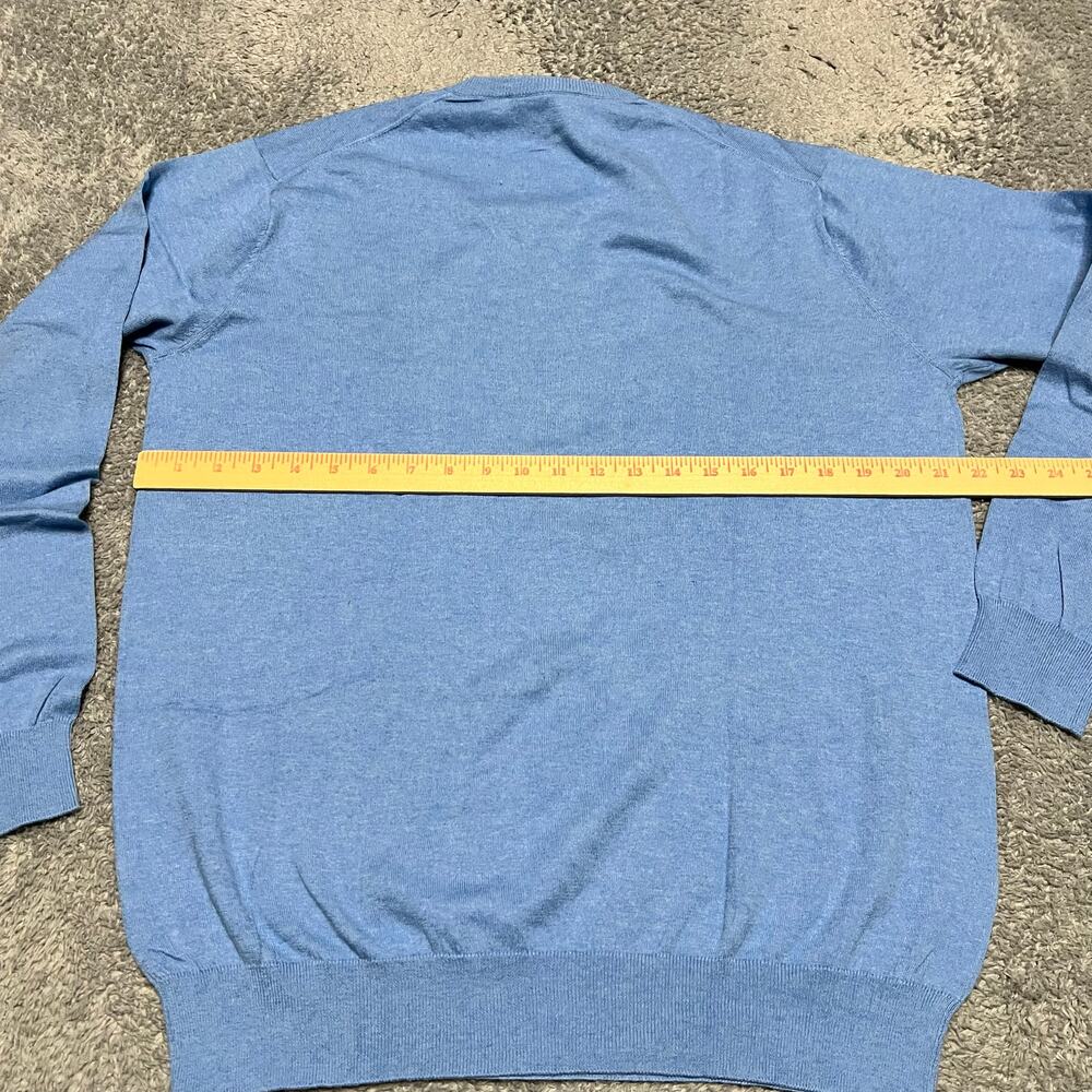 Bexley Sweater Mens Large Pima Cotton Cashmere Elbow Patch V Neck Blue - Picture 4 of 7